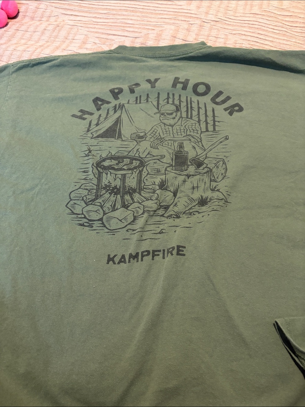 Happy Hour Kampfire Graphic Tee - Olive Green